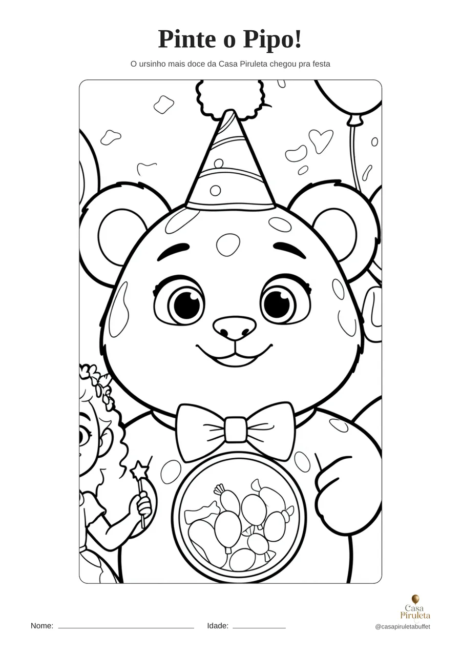 Desenho do Pipo de chapéu de festa para colorir